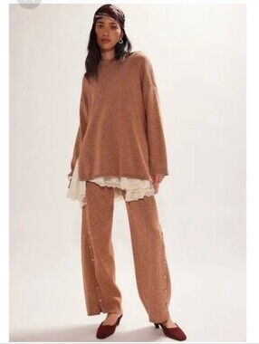 NWT Free People Button Sweater Set Chutney Sz S Boho Knit Cozy Romantic $128